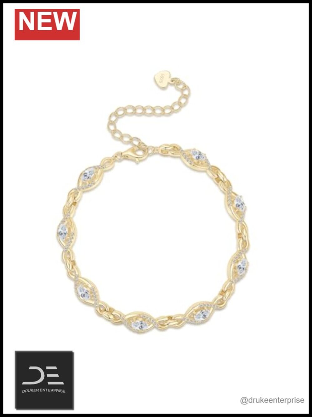 Sterling Silver Moissanite Link Bracelet